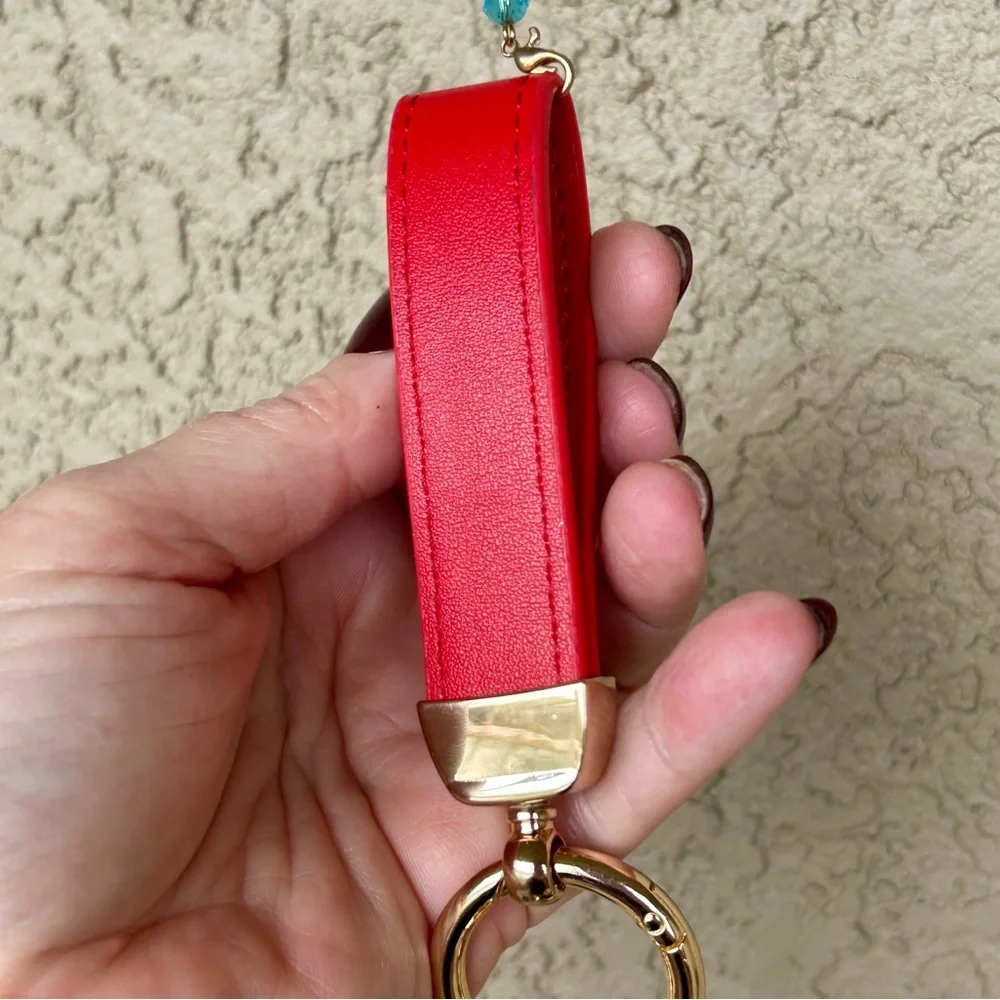 Adorable Red & Black Minnie Leather Keychain/Bag Charm